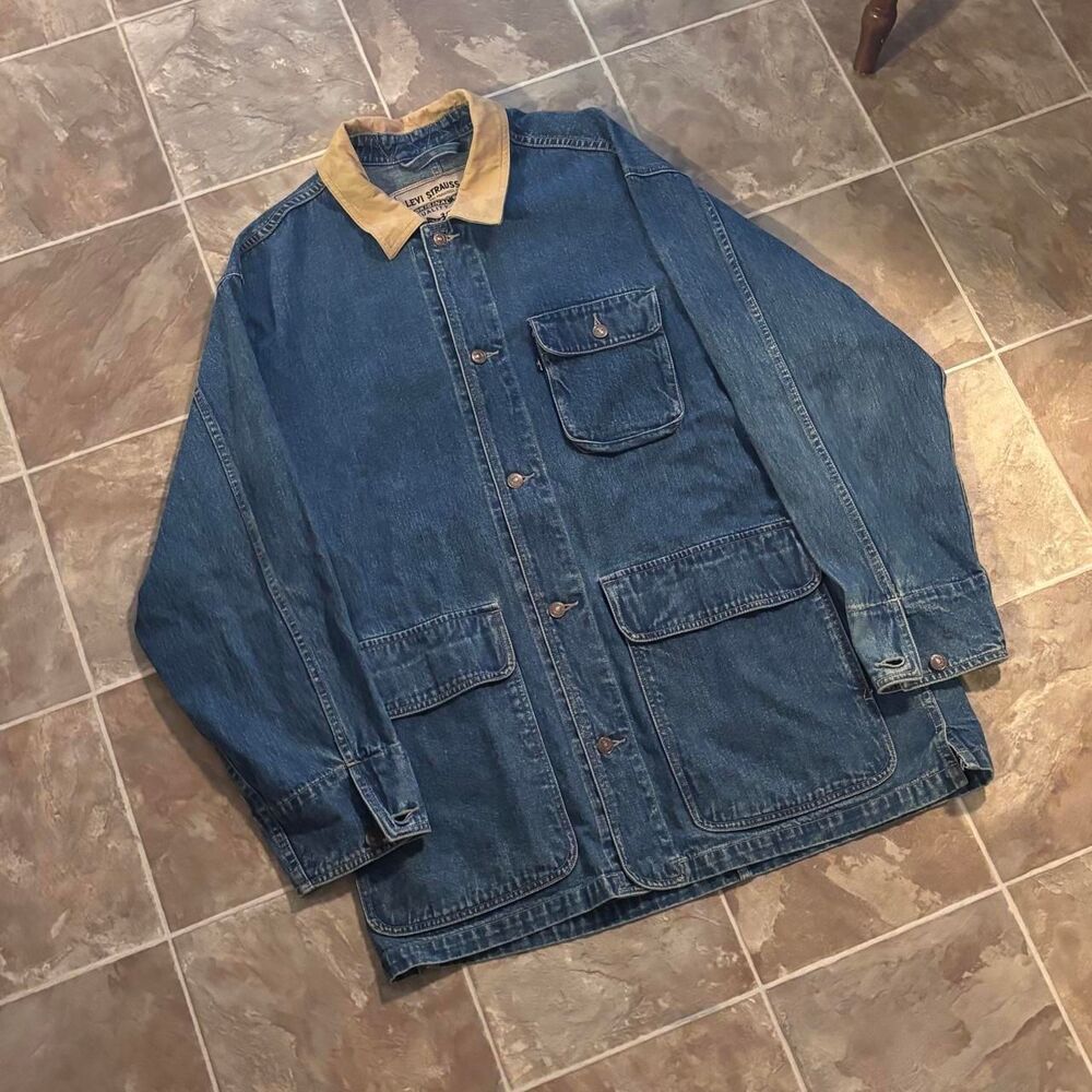 Vintage 1990s Black tab Levi's Denim Chore Jacket, great shape! Size Large